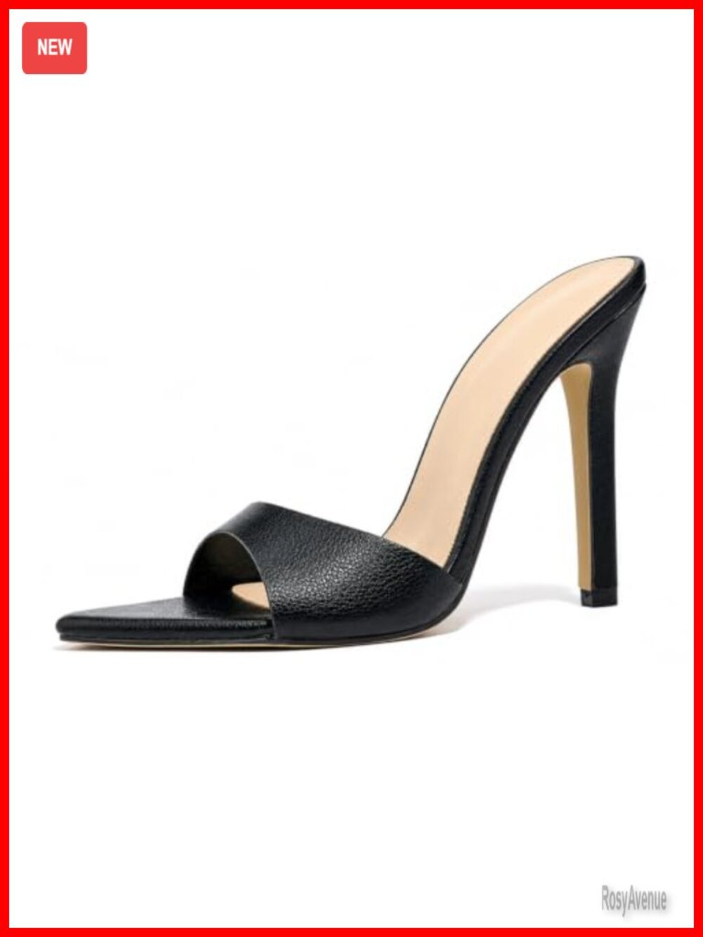 Women's Black Open Toe Stiletto Mule Sandals Formal High Heel Slip-On Party